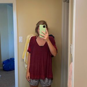 Pink Flowy We the Free Tee